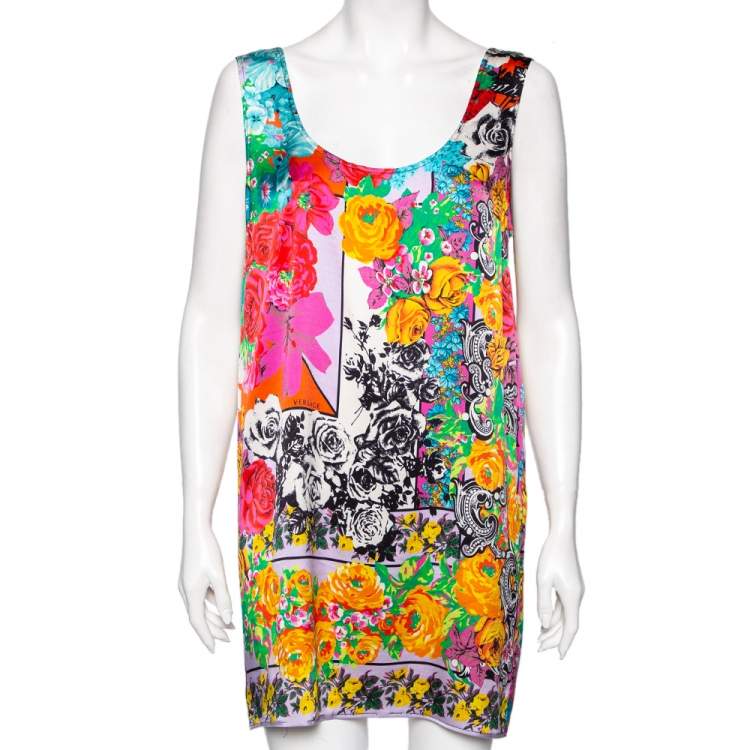 مملوكة مسبقًا Versace Multicolored Printed Silk Sleeveless Top M