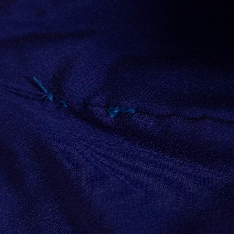Pre Owned Versace Blue Crepe Embellished Detail Strapless Mini Dress M