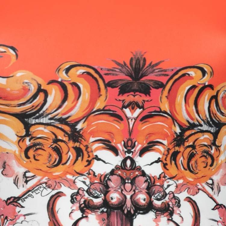 مملوكة مسبقًا Versace Orange & Black Printed Jersey Sleeveless Short Dress S