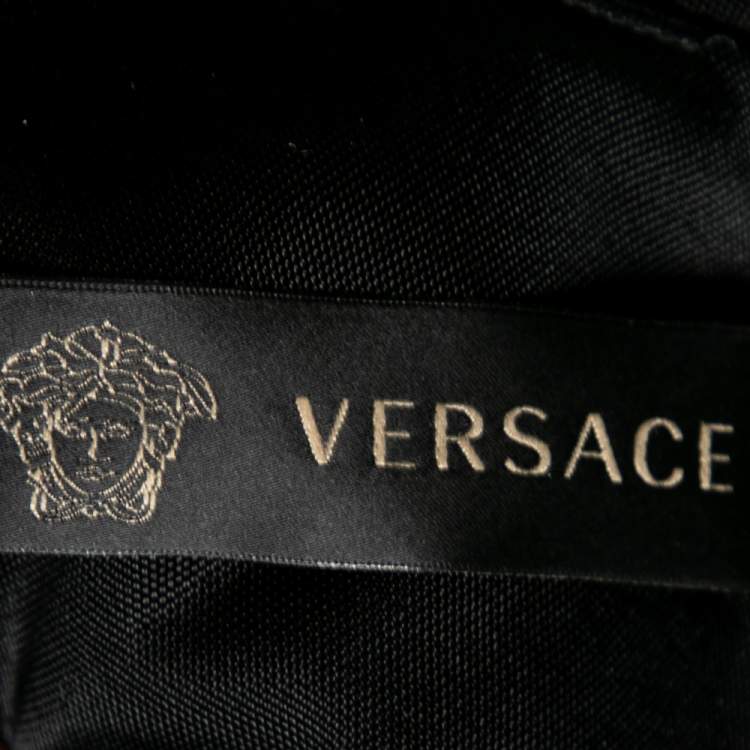 Pre Owned Versace Black Jersey Deep V-Neck Belted Dress S