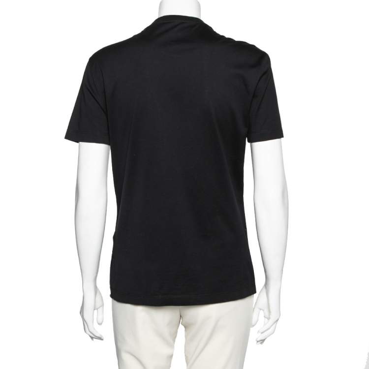 Pre Owned Versace Black Medusa Head Embroidered Cotton T-Shirt S