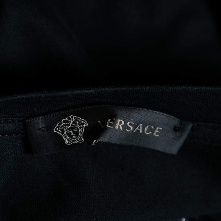 Pre Owned Versace Black Medusa Head Embroidered Cotton T-Shirt S