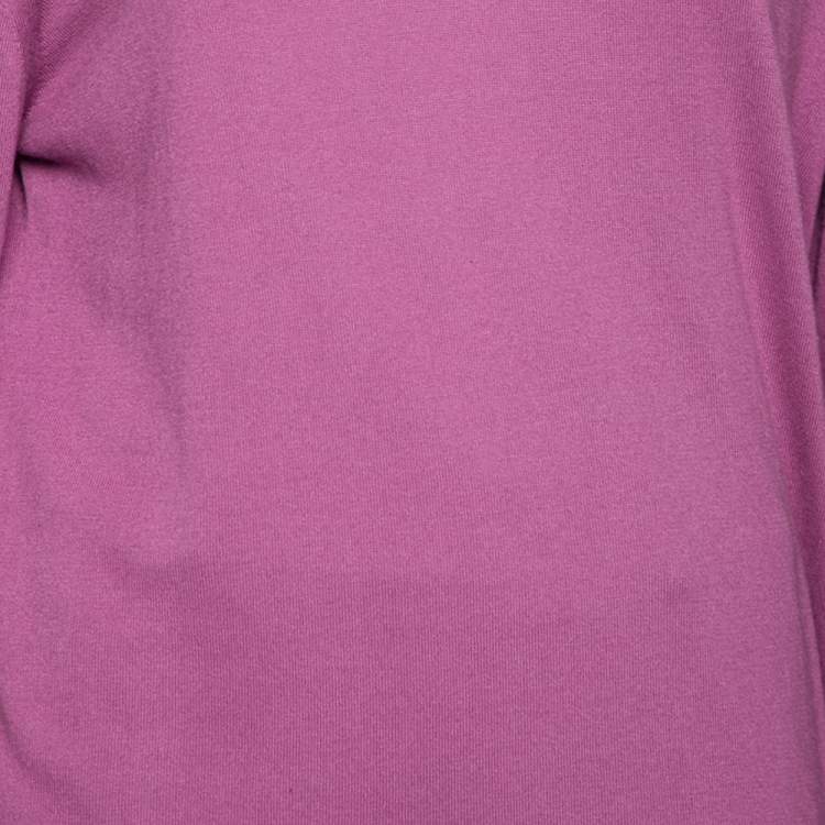 Pre Owned Versace Purple Knit Greca Detailed Long Sleeve Sweater XL