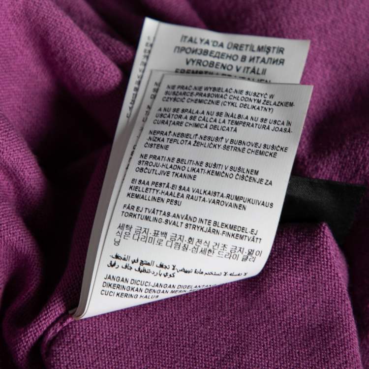 Pre Owned Versace Purple Knit Greca Detailed Long Sleeve Sweater XL