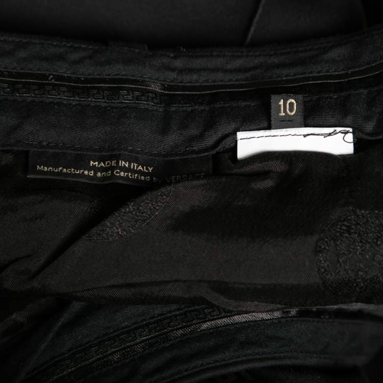 Pre Owned Versace Black Knit Straight Leg Trousers M