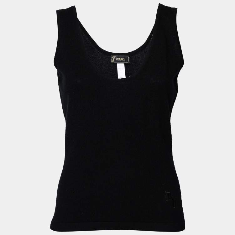 Pre Owned Versace Black Cashmere Sleeveless Tank Top S