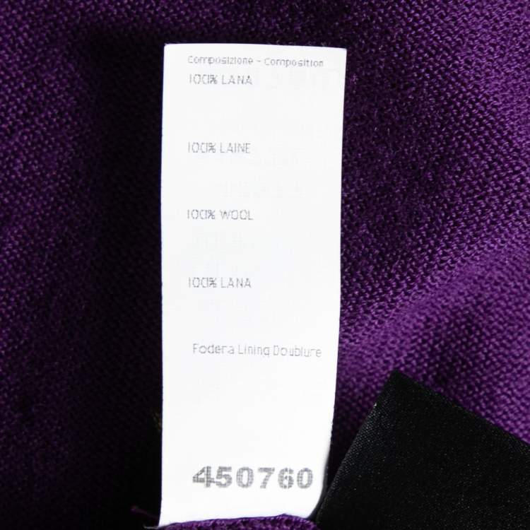 مملوكة مسبقًا Versace Purple Knit Ruched Crystal Embellished Sweater M