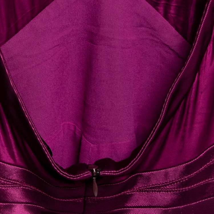 Pre Owned Versace Dark Purple Satin Halter Neck Mini Dress M