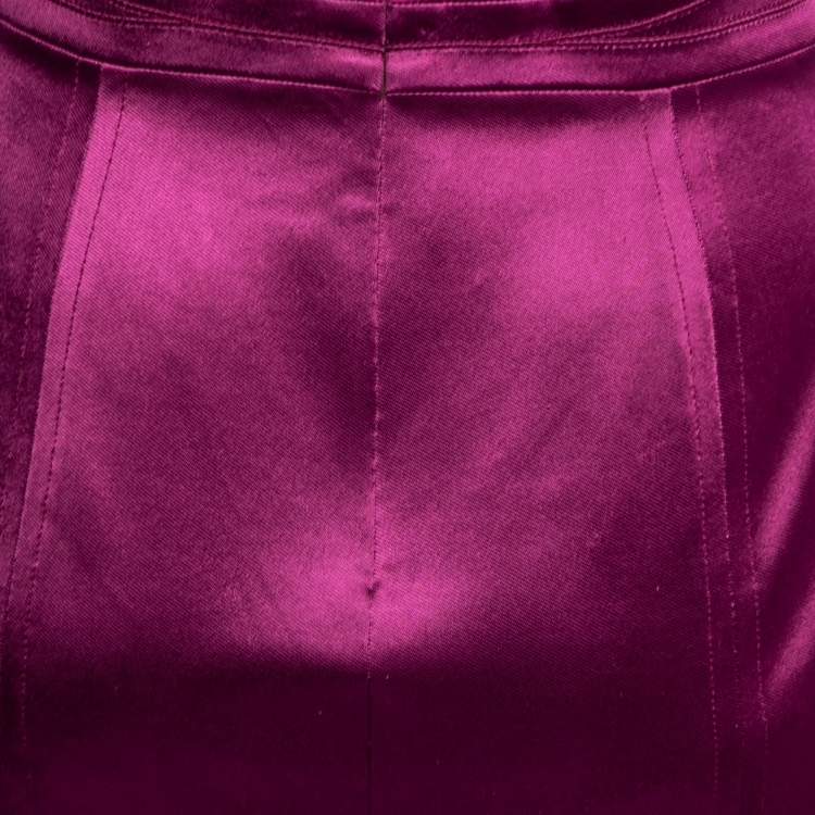 Pre Owned Versace Dark Purple Satin Halter Neck Mini Dress M