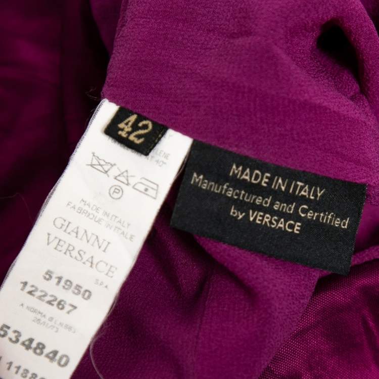 Pre Owned Versace Dark Purple Satin Halter Neck Mini Dress M