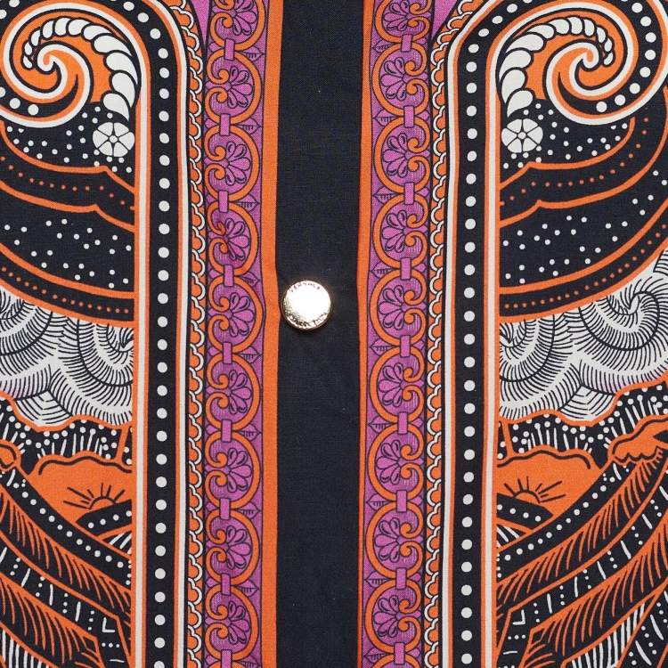 Pre Owned Versace Black Paisley Print Poplin Button Front Shirt M