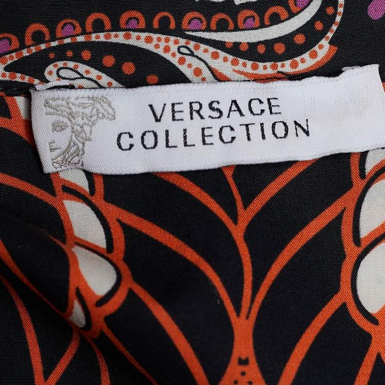 Pre Owned Versace Black Paisley Print Poplin Button Front Shirt M