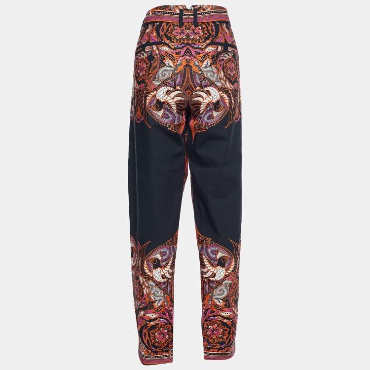 Pre Owned Versace Collection Black Paisley Print Poplin Tapered Trousers L