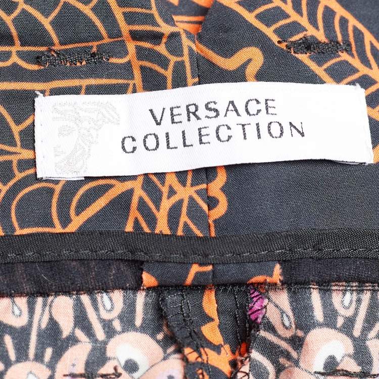 Pre Owned Versace Collection Black Paisley Print Poplin Tapered Trousers L