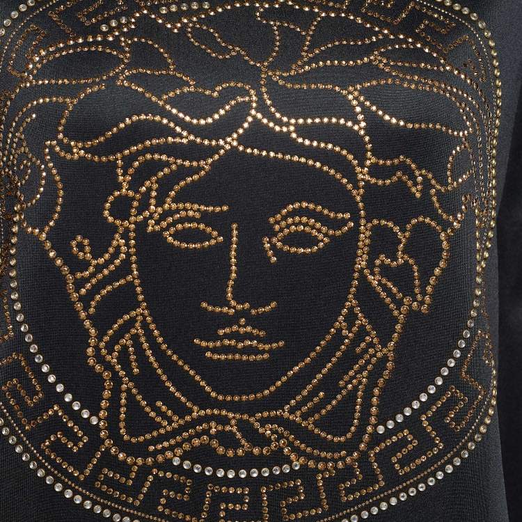 مملوكة مسبقًا Versace Black Knit Medusa Embellished Sweatshirt S