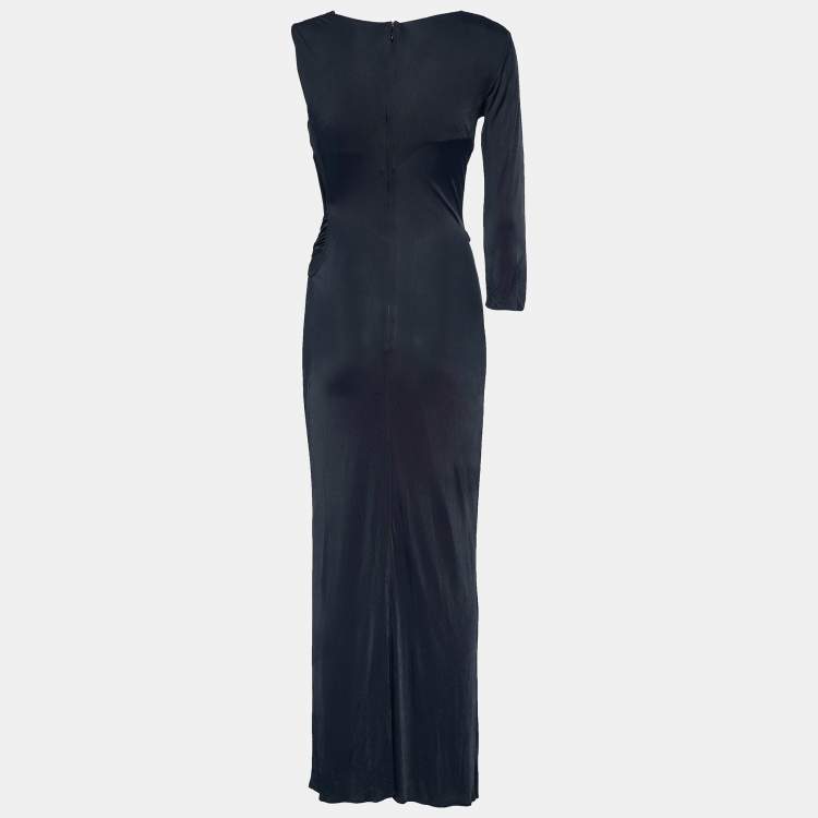 Pre Owned Versace Black Jersey Cut Out Detail Dress M