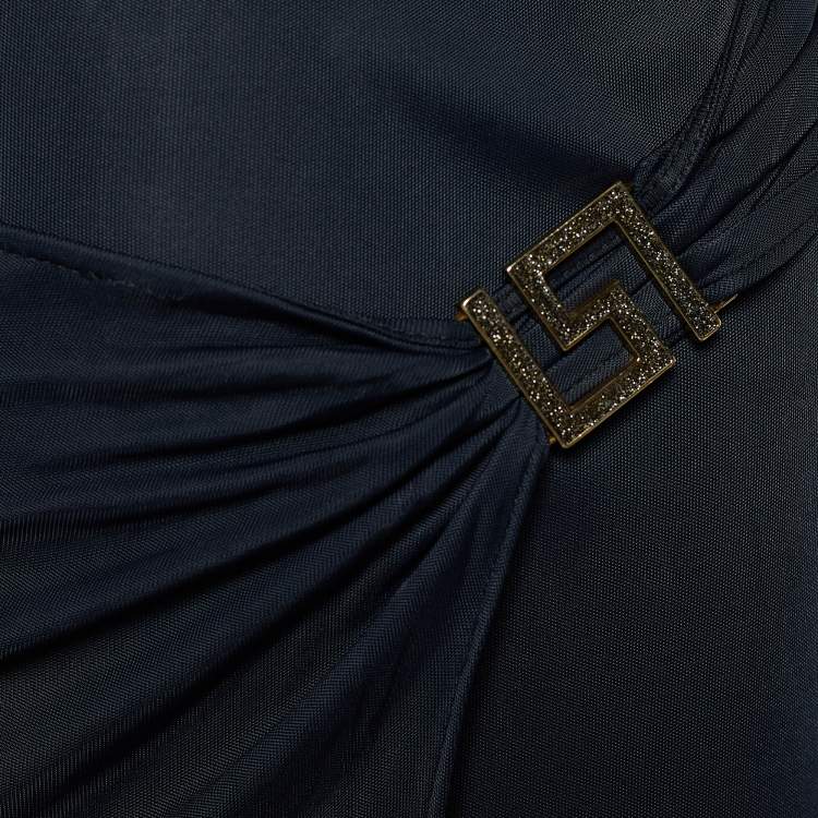 Pre Owned Versace Black Jersey Cut Out Detail Dress M