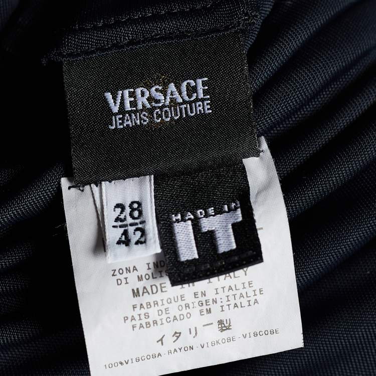 Pre Owned Versace Black Jersey Cut Out Detail Dress M