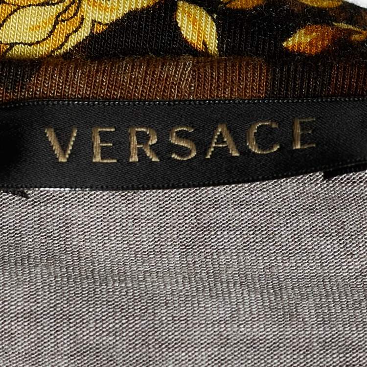 Pre Owned Versace Brown Animal Print Jersey Top M