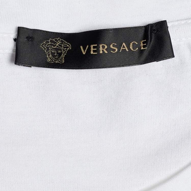 مملوكة مسبقًا Versace White Jersey Medusa Sequined Round Neck T-Shirt XL