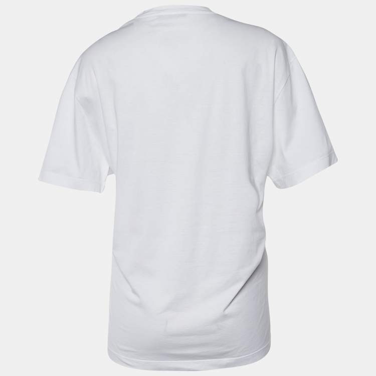 مملوكة مسبقًا Versace White Jersey Medusa Sequined Round Neck T-Shirt XL