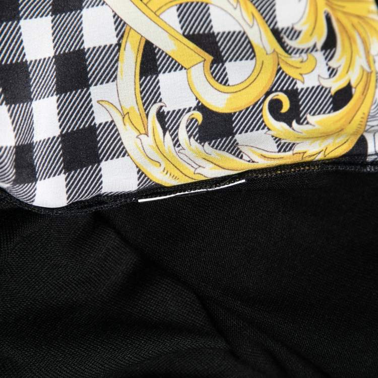 مملوكة مسبقًا Versace Black Baroque Print Silk & Wool Button Front Cardigan S
