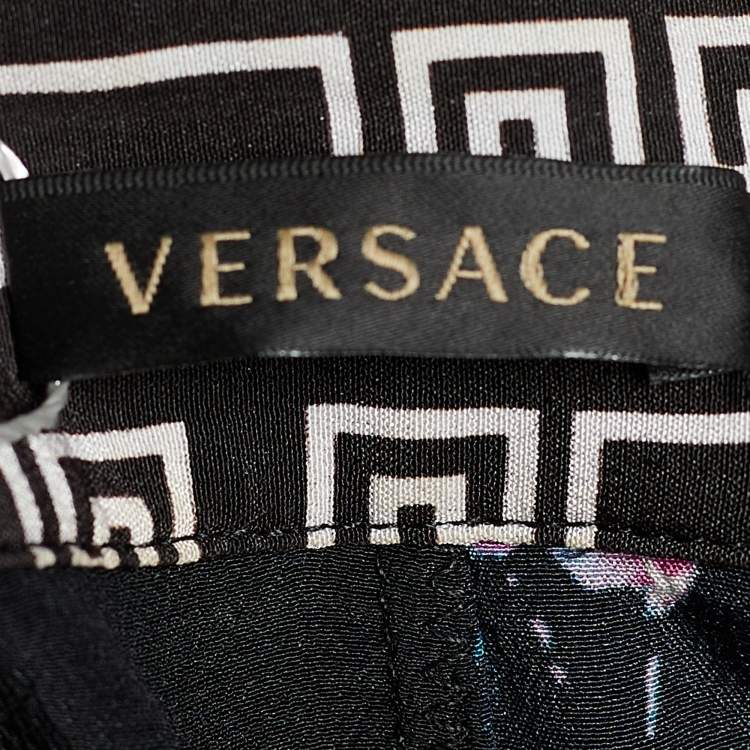Pre Owned Versace Black & Pink Silk Floral Print Patched Blouse M
