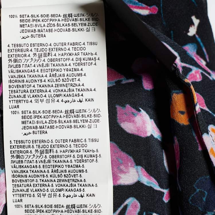 Pre Owned Versace Black & Pink Silk Floral Print Patched Blouse M