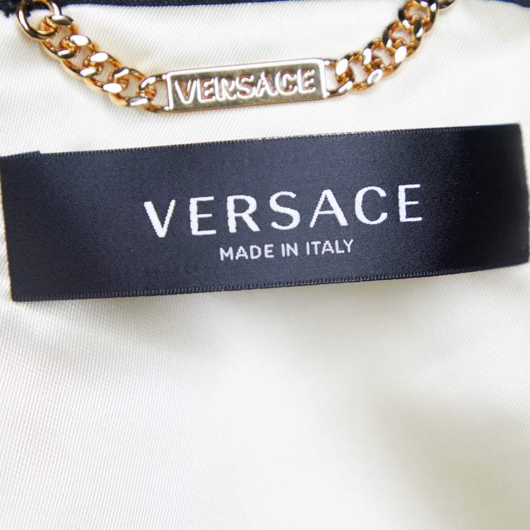 Pre Owned Versace Black Linen Blend Single Buttoned Blazer L