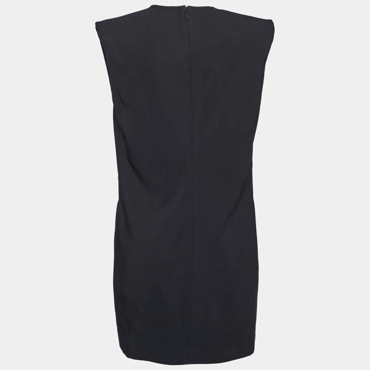 Pre Owned Versace Black Crepe Power Shoulder Mini Dress M