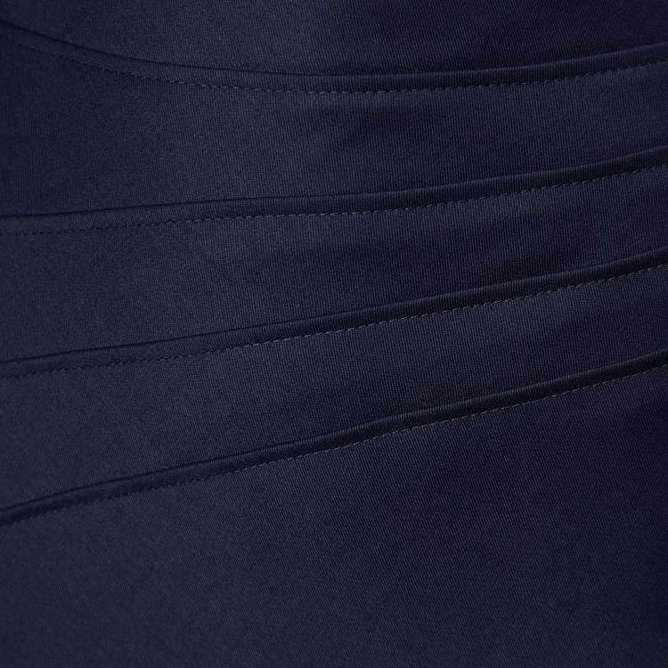 Pre Owned Versace Navy Blue Wool Pleated Detail Knee Length Skirt S