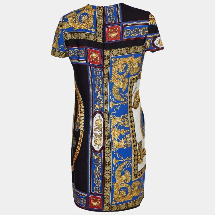 Pre Owned Versace Multicolor Lovers Printed Crepe Shift Dress S