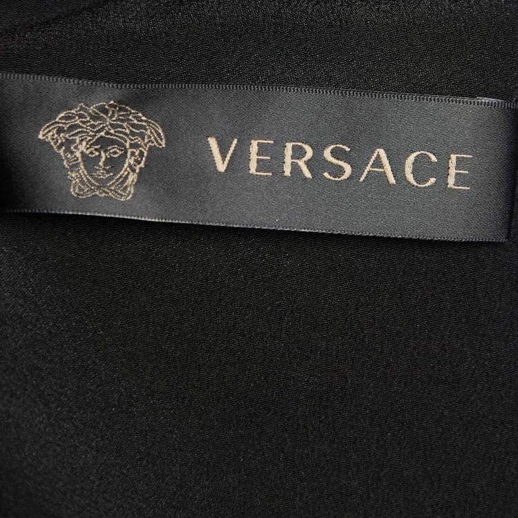 Pre Owned Versace Black Dragon Print Silk Sheath Dress S