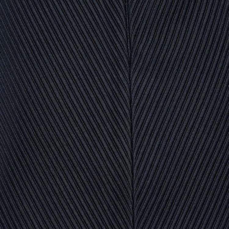 Pre Owned Versace Navy Blue Leather & Silk Paneled Mini Skirt M