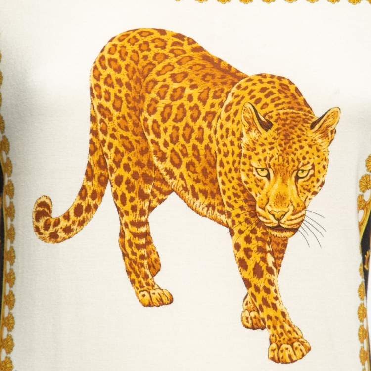 Pre Owned Versace Multicolor Tiger Printed Jersey Short Sleeve T-Shirt L