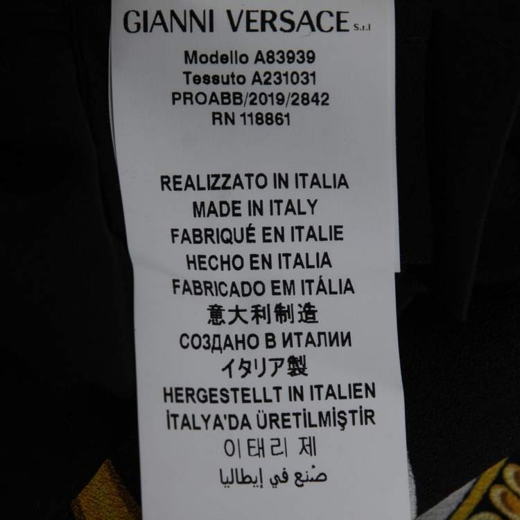 Pre Owned Versace Black Baroque Printed Crepe Shift Dress S