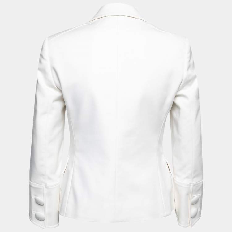 Pre Owned Versace Vintage White Stretch Cotton Single-Breasted Blazer S