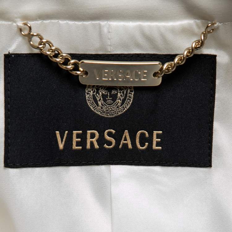 Pre Owned Versace Vintage White Stretch Cotton Single-Breasted Blazer S