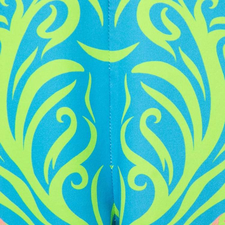 Pre Owned Versace Green Printed Stretch Knit Leggings XS