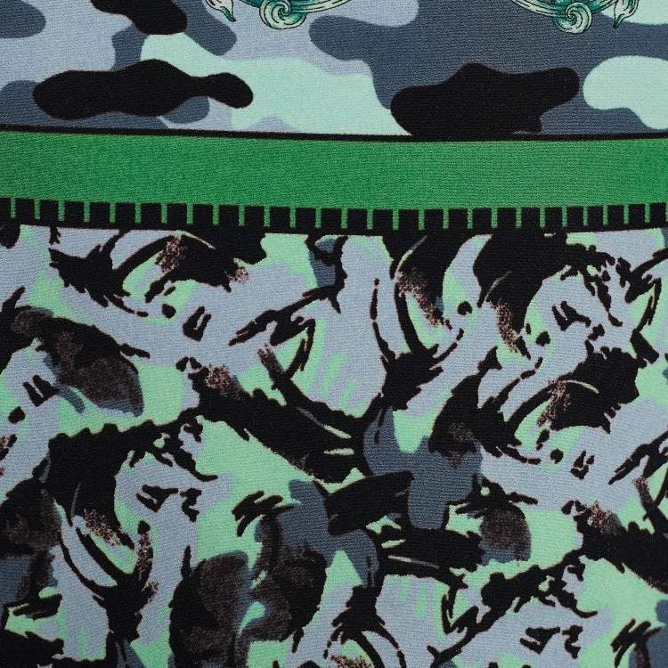 Pre Owned Versace Collection Green Baroque Print Crepe Pencil Skirt L