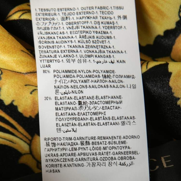 Pre Owned Versace Black & Gold Satin Baroque Print Leggings S