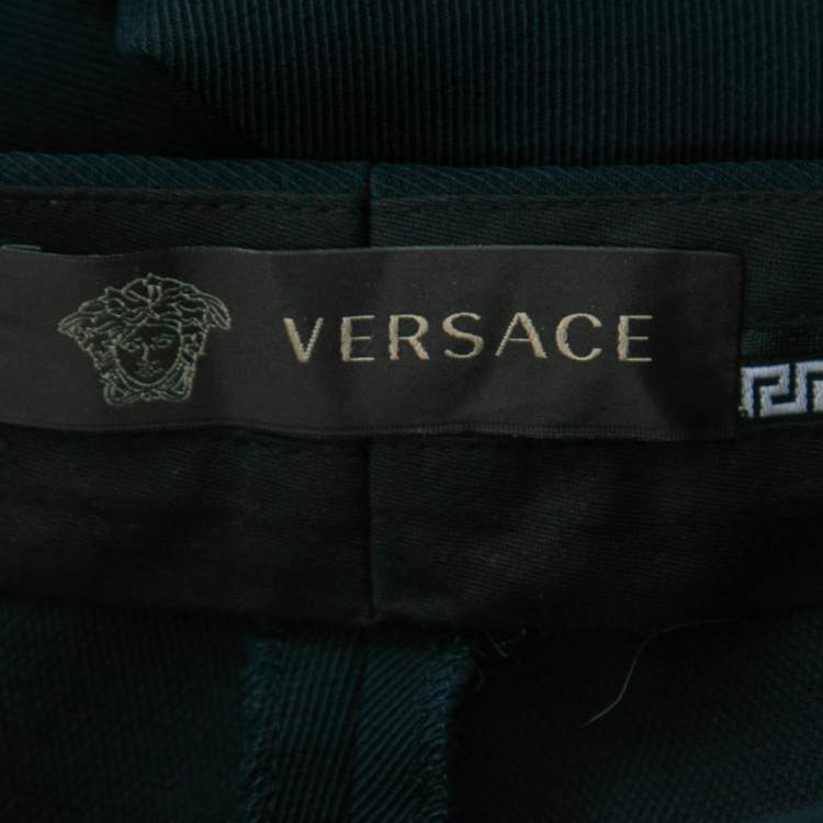 Pre Owned Versace Navy Blue Stretch Contrast Piping Detail Leggings S