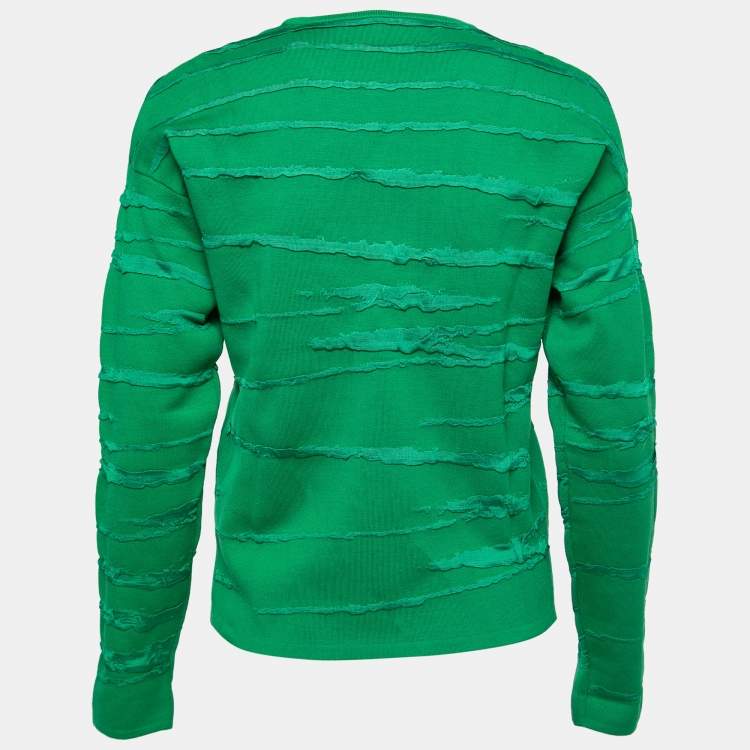Pre Owned Versace Green Jacquard Stripe Knit Sweater S 