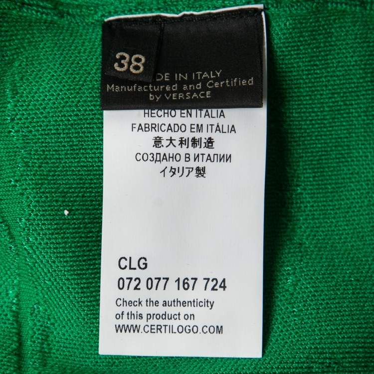 Pre Owned Versace Green Jacquard Stripe Knit Sweater S 