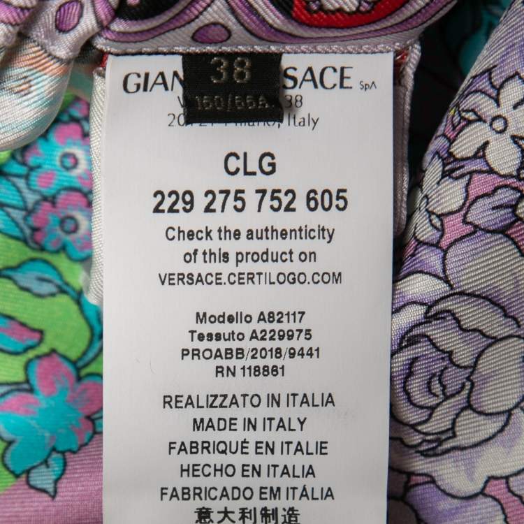 Pre Owned Versace Multicolor Printed Silk Straight Leg Trousers S