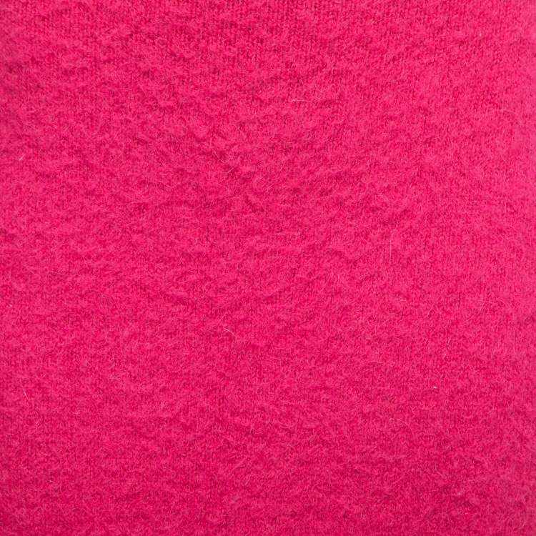 Pre Owned Versace Hot Pink Mohair Blend Knit Pencil Skirt S