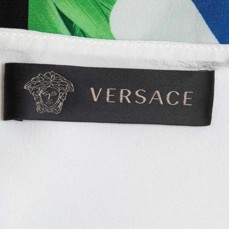 Pre Owned Versace Colorblock Silk Asymmetric Hem Dress M