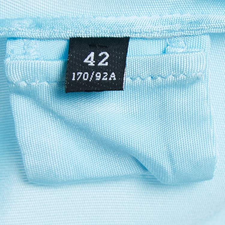 Pre Owned Versace Blue Jersey Ruched Button Front Top M