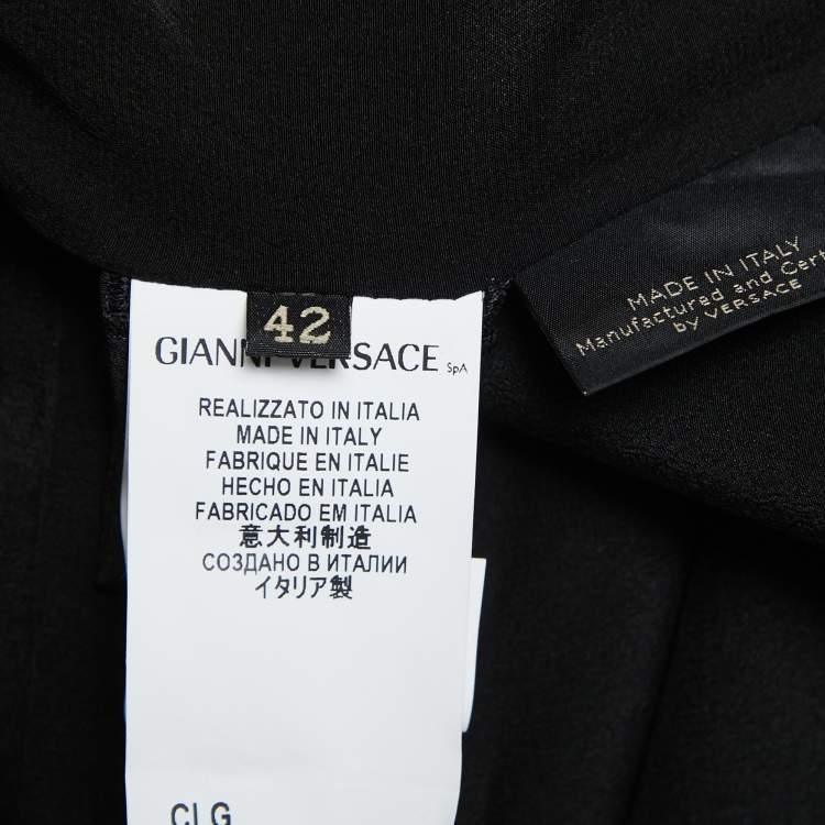 Pre Owned Versace Black Crepe Cutout Detail Midi Dress M