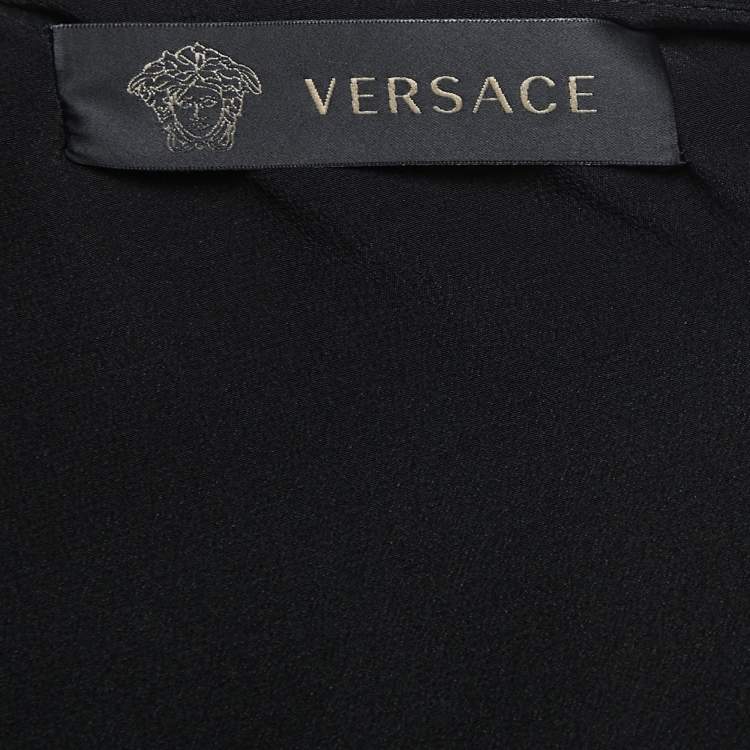 Pre Owned Versace Black Crepe Cutout Detail Midi Dress M